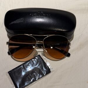 Coach gold Aviator Sunglasses with Black Case